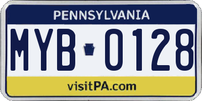 PA license plate MYB0128