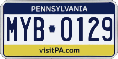 PA license plate MYB0129