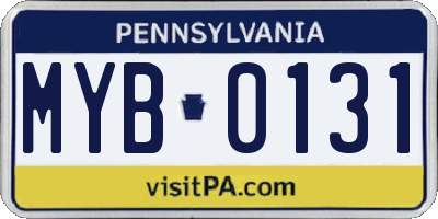 PA license plate MYB0131
