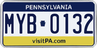 PA license plate MYB0132