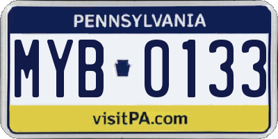 PA license plate MYB0133