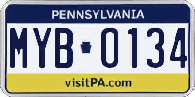 PA license plate MYB0134