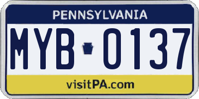 PA license plate MYB0137
