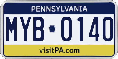 PA license plate MYB0140