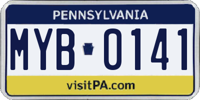 PA license plate MYB0141