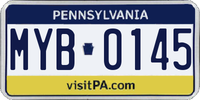 PA license plate MYB0145