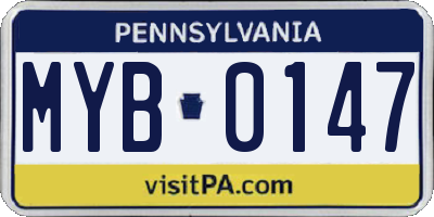 PA license plate MYB0147