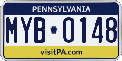 PA license plate MYB0148