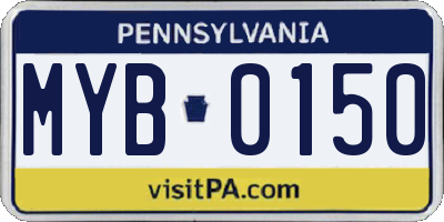 PA license plate MYB0150