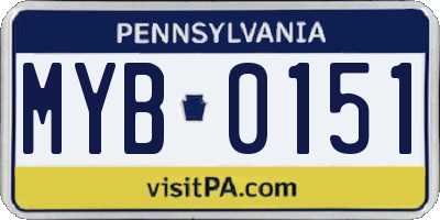 PA license plate MYB0151