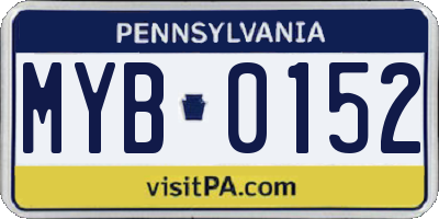PA license plate MYB0152