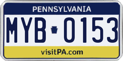 PA license plate MYB0153