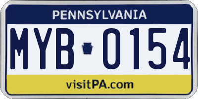 PA license plate MYB0154