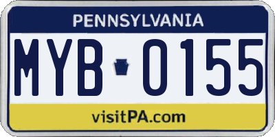 PA license plate MYB0155