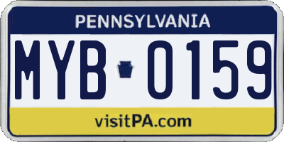 PA license plate MYB0159