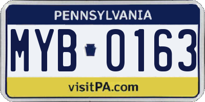 PA license plate MYB0163