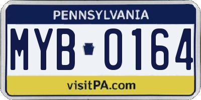 PA license plate MYB0164
