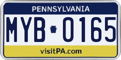 PA license plate MYB0165