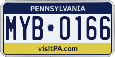 PA license plate MYB0166