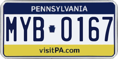 PA license plate MYB0167