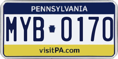 PA license plate MYB0170