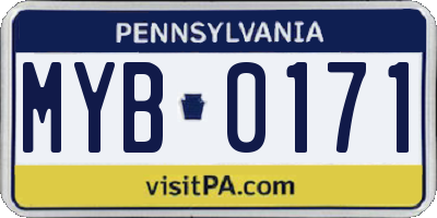 PA license plate MYB0171