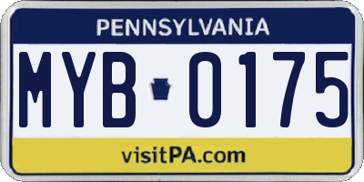 PA license plate MYB0175