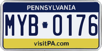 PA license plate MYB0176