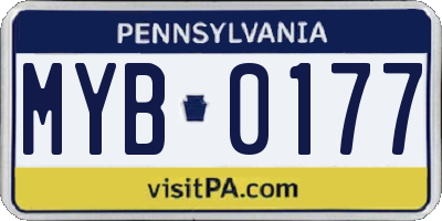 PA license plate MYB0177