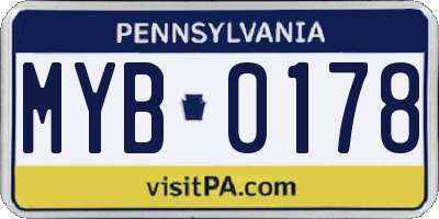 PA license plate MYB0178