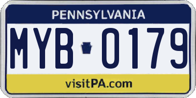 PA license plate MYB0179