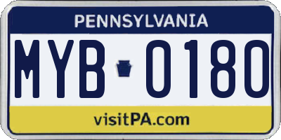 PA license plate MYB0180