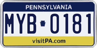 PA license plate MYB0181