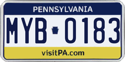 PA license plate MYB0183