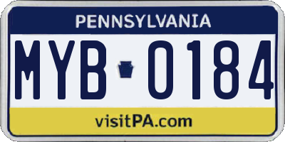 PA license plate MYB0184