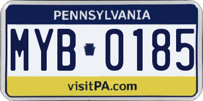 PA license plate MYB0185