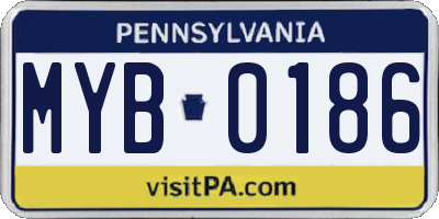PA license plate MYB0186