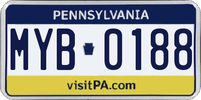 PA license plate MYB0188