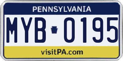 PA license plate MYB0195