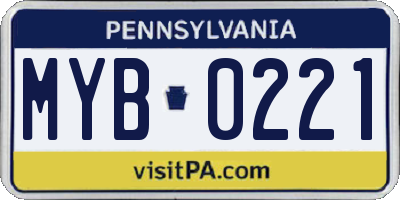 PA license plate MYB0221