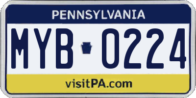 PA license plate MYB0224