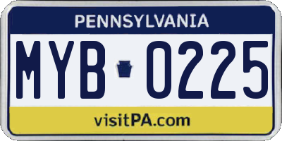 PA license plate MYB0225