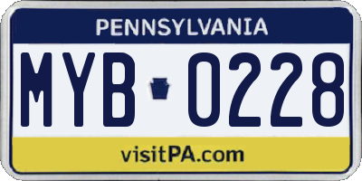 PA license plate MYB0228