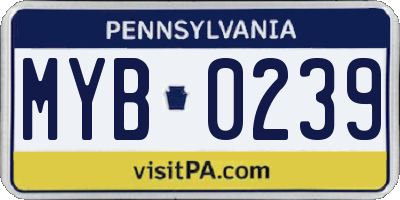 PA license plate MYB0239
