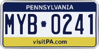 PA license plate MYB0241