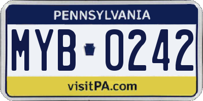 PA license plate MYB0242