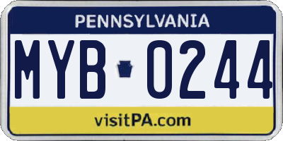 PA license plate MYB0244