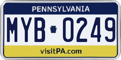 PA license plate MYB0249