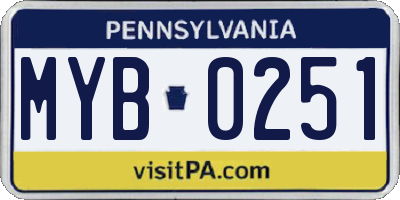 PA license plate MYB0251