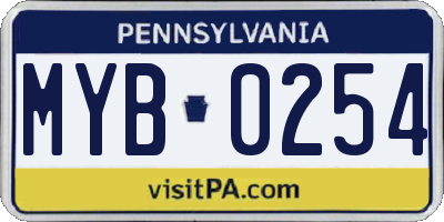 PA license plate MYB0254